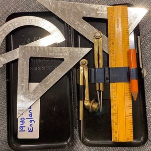 Vintage 1940’s Ajax mathematical instruments set